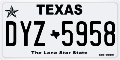 TX license plate DYZ5958