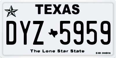 TX license plate DYZ5959