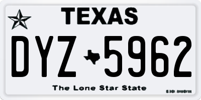 TX license plate DYZ5962