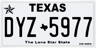 TX license plate DYZ5977