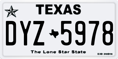 TX license plate DYZ5978