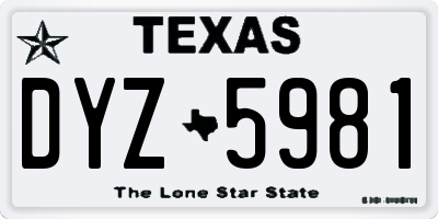 TX license plate DYZ5981