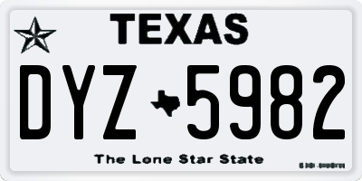 TX license plate DYZ5982