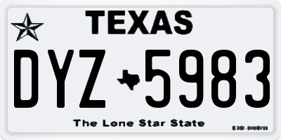 TX license plate DYZ5983