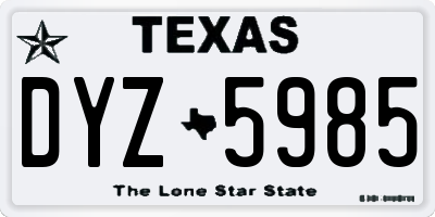 TX license plate DYZ5985