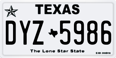TX license plate DYZ5986