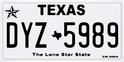 TX license plate DYZ5989