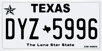 TX license plate DYZ5996