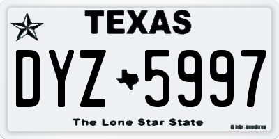 TX license plate DYZ5997