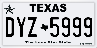 TX license plate DYZ5999