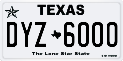 TX license plate DYZ6000