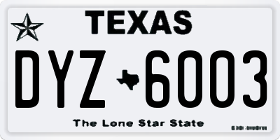 TX license plate DYZ6003