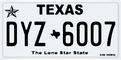 TX license plate DYZ6007
