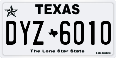 TX license plate DYZ6010