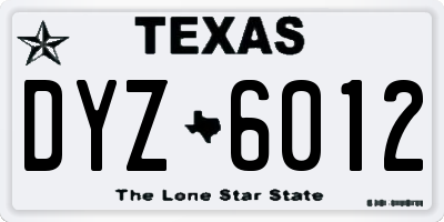 TX license plate DYZ6012