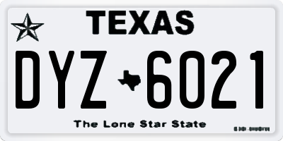 TX license plate DYZ6021