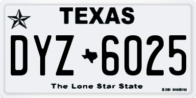 TX license plate DYZ6025