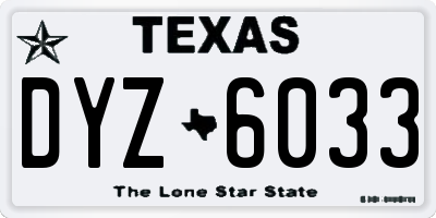 TX license plate DYZ6033