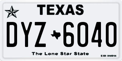 TX license plate DYZ6040