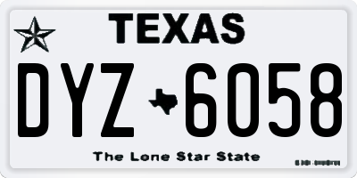 TX license plate DYZ6058