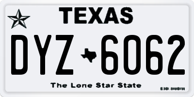 TX license plate DYZ6062