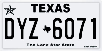 TX license plate DYZ6071