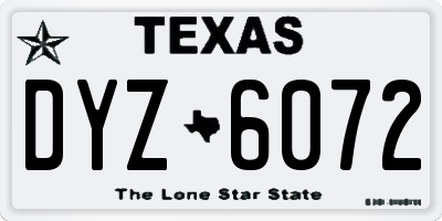 TX license plate DYZ6072