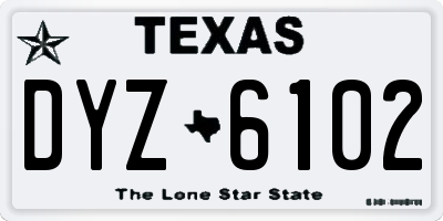 TX license plate DYZ6102
