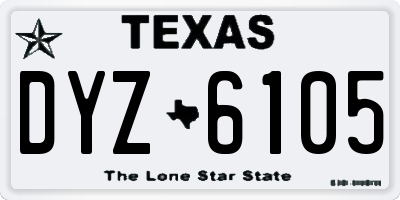 TX license plate DYZ6105