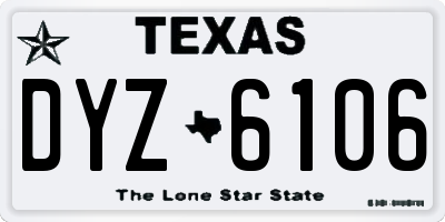 TX license plate DYZ6106