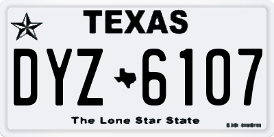 TX license plate DYZ6107