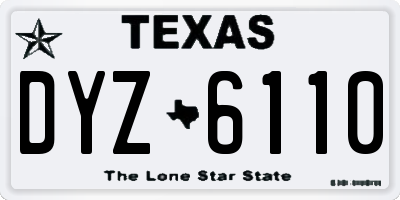 TX license plate DYZ6110