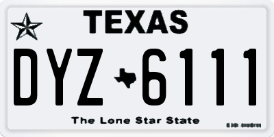 TX license plate DYZ6111