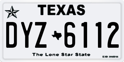 TX license plate DYZ6112