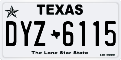 TX license plate DYZ6115