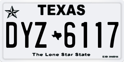 TX license plate DYZ6117