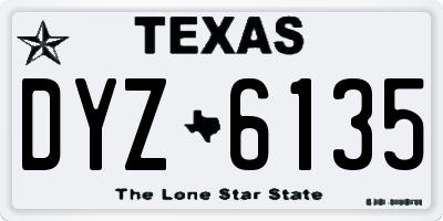 TX license plate DYZ6135