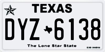 TX license plate DYZ6138