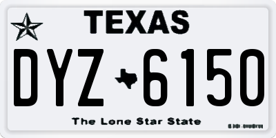 TX license plate DYZ6150