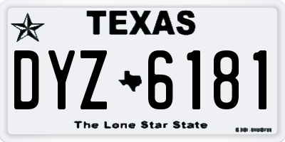 TX license plate DYZ6181