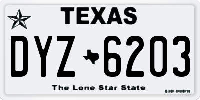 TX license plate DYZ6203