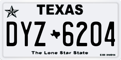 TX license plate DYZ6204