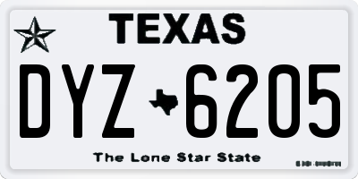 TX license plate DYZ6205