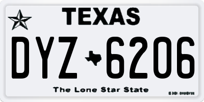 TX license plate DYZ6206
