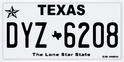 TX license plate DYZ6208