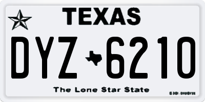 TX license plate DYZ6210