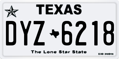 TX license plate DYZ6218
