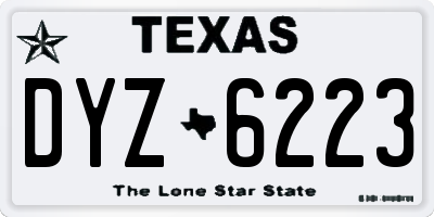 TX license plate DYZ6223