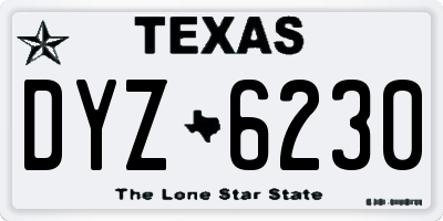 TX license plate DYZ6230