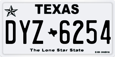 TX license plate DYZ6254